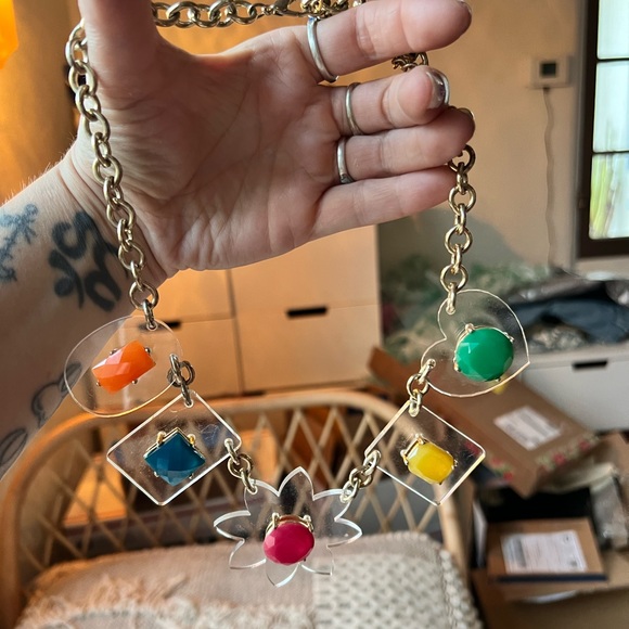 Very cool vintage clear lucite multiple pendant necklace - Picture 6 of 8